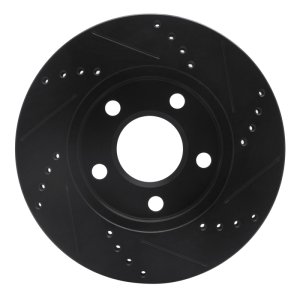 Buick LeSabre Brake Rotor (1) - Front Left - R1 Concepts - Drilled & Slotted - Black - `97-`05